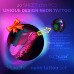 170+ DESIGN 20 SHEET Neon Temporary Tattoo