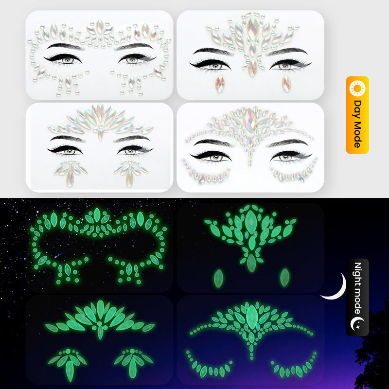 4 PCS GLOW FACE GEMS HALLOWEEN