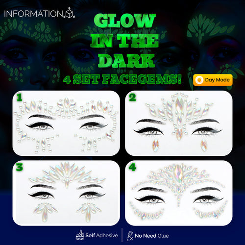 4 PCS GLOW FACE GEMS HALLOWEEN