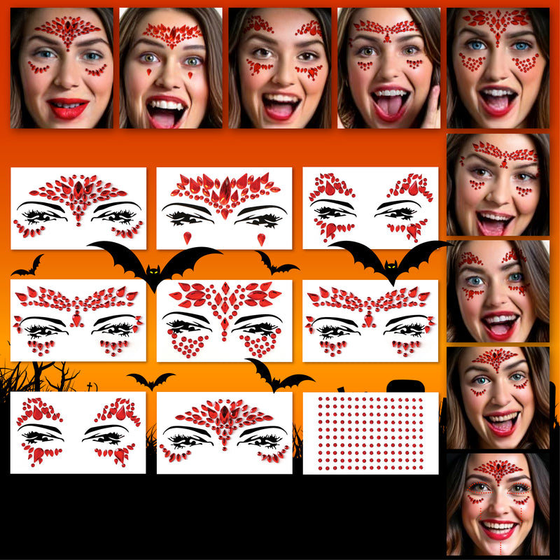 9 PCS FACE GEMS HALLOWEEN