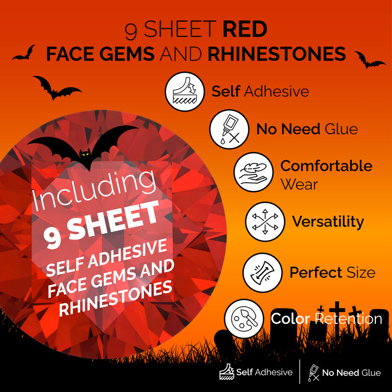 9 PCS FACE GEMS HALLOWEEN