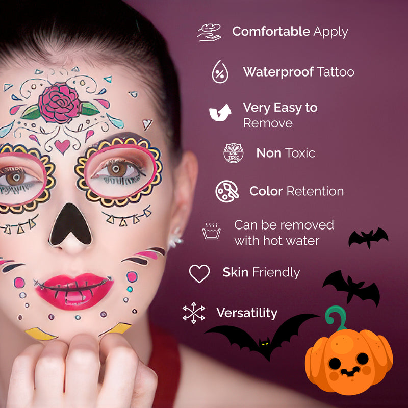 12 SHEET Day of the Dead Costume Tattoos